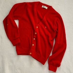 Vintage Red Christian Dior Monsieur V-neck Cardigan